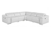 9762 DivanItalia White 5-Piece Sectional with 3 Power Recliners and 1 Console – Top Grain Italian LeatherModel:  9762-WHITE-3PWR-5PC